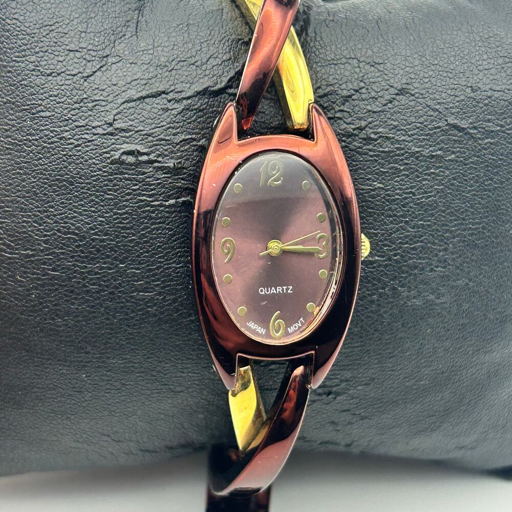 Women’s Gold & Metallic Brown Watch Working New Battery